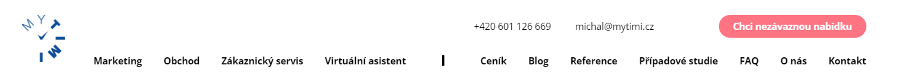 myTimi CTA tlačítko v navigační liště.